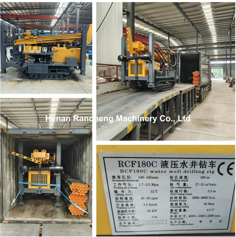 180m de profundidad de la roca RCF180C Crawler movimiento multifuncional de agua pozo de perforación Rig en stock