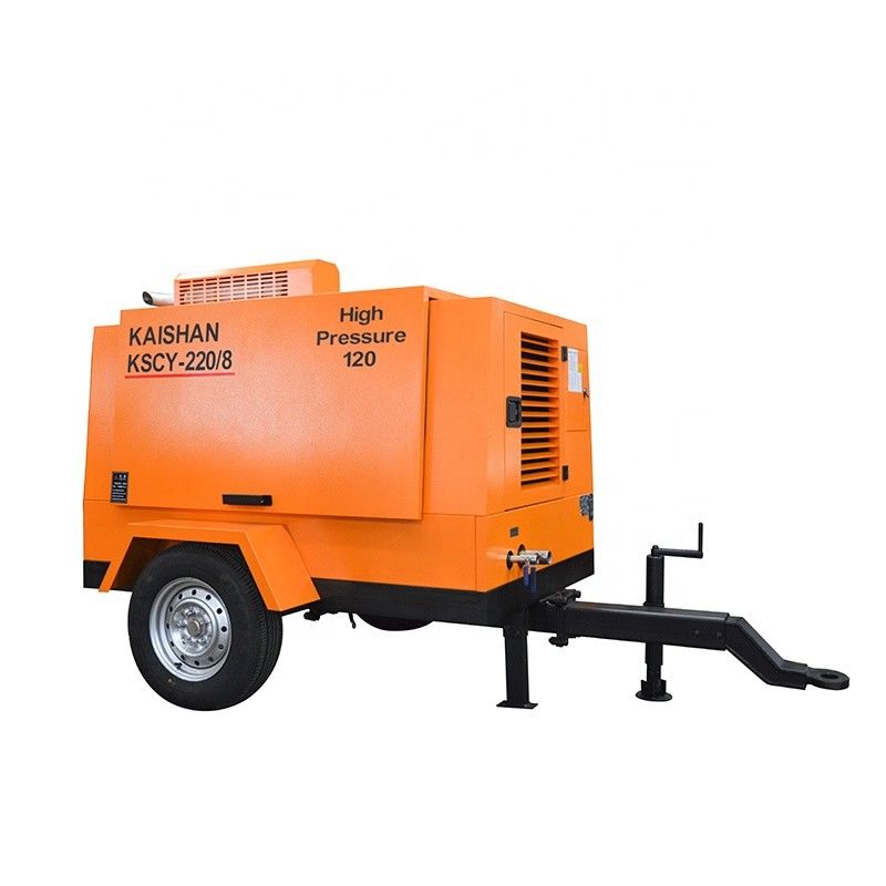 Compresor de aire de tornillo portátil de 55 kW motor de 8 bar presión de trabajo con marca COMMINS Y YUCHAI