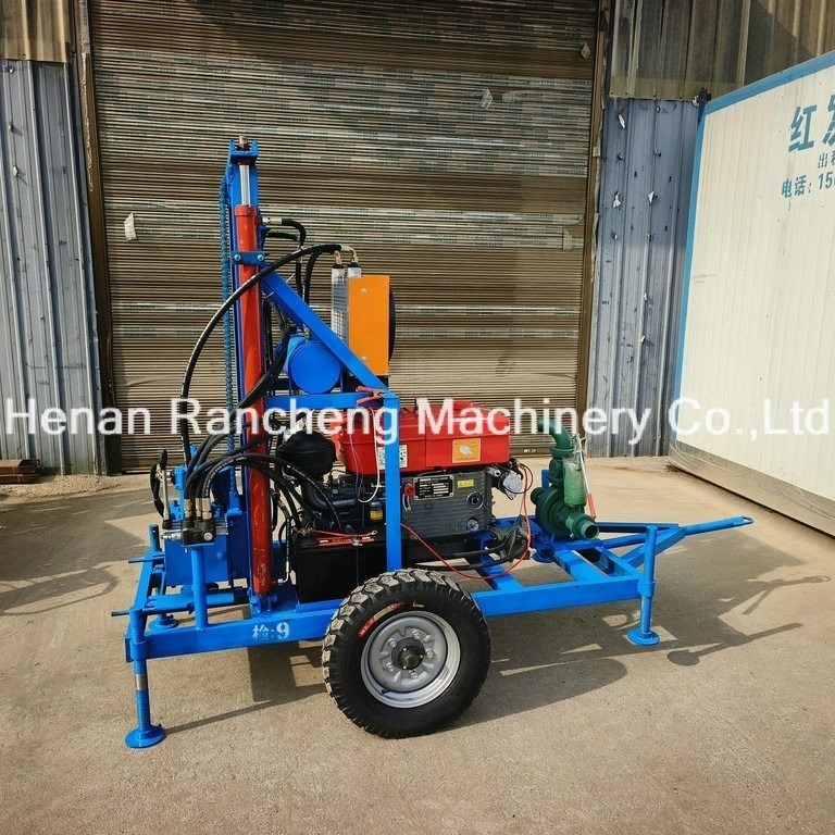 150m DTH Máquina de perforación de pozos hidráulicos de agua Remolque neumático portátil Riego de perforación montado