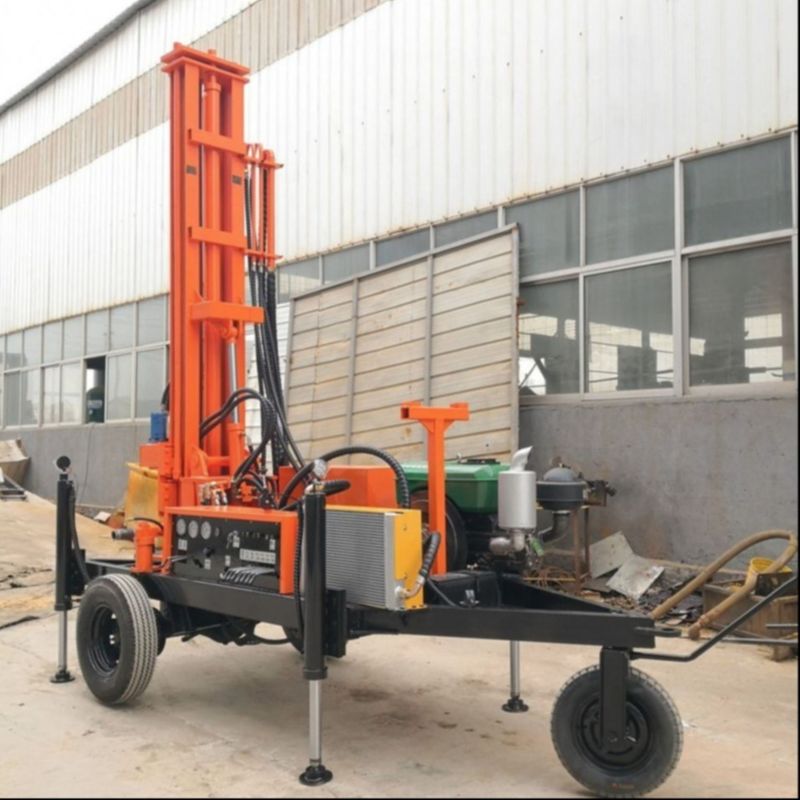 Rig de perforación de pozos de agua móvil de 150 metros impulsado por un motor diesel de 32 HP