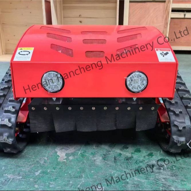 Tipo Crawler Cuatro ruedas híbridas de control remoto Cortadora de césped 8HP Motor de gasolina