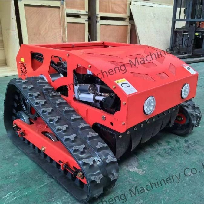 Tipo Crawler Cuatro ruedas híbridas de control remoto Cortadora de césped 8HP Motor de gasolina