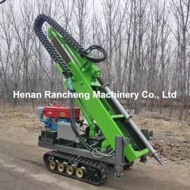 Piloteadora hidráulica pequeña RCKM-30s equipada con motor de gasolina de 28 HP para la instalación de pilotes solares, eficiente y precisa